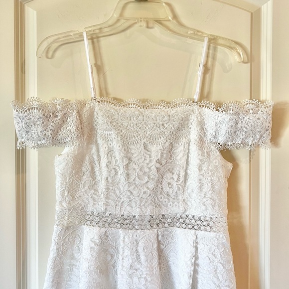 NWT Francescas Lace Off The Shoulder Fit And Flare White Dress Lined medium - Picture 3 of 13